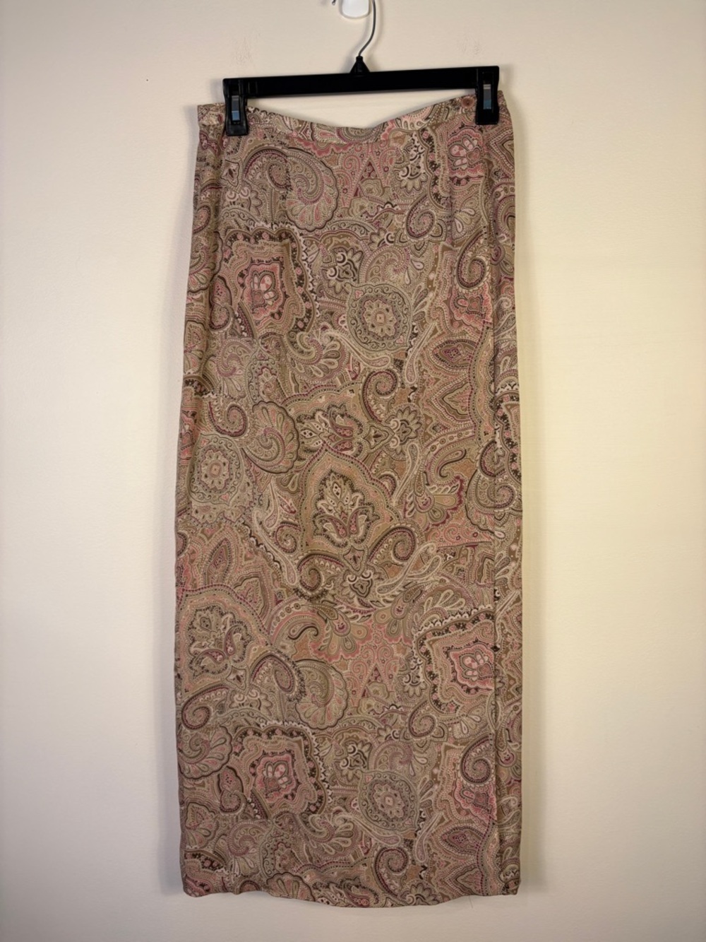 Talbots Paisley 100% Silk Maxi Wrap Skirt Brown Office Modest Quiet Luxury